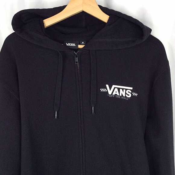 Van's Off the Wall Men's Full Zip Hoodie Sweatshirt Size Medium Black Checkered - Picture 3 of 7